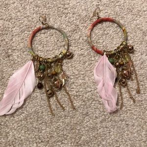 Threaded hoop earrings with trinkets